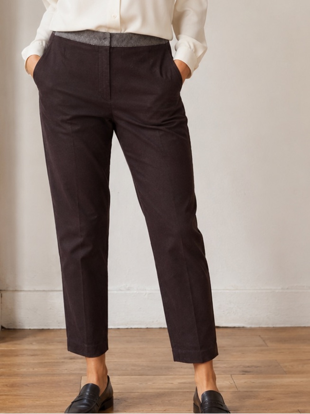 Brunello Cucinelli Gray Cotton Spandex Beaded Trousers Pants US 8